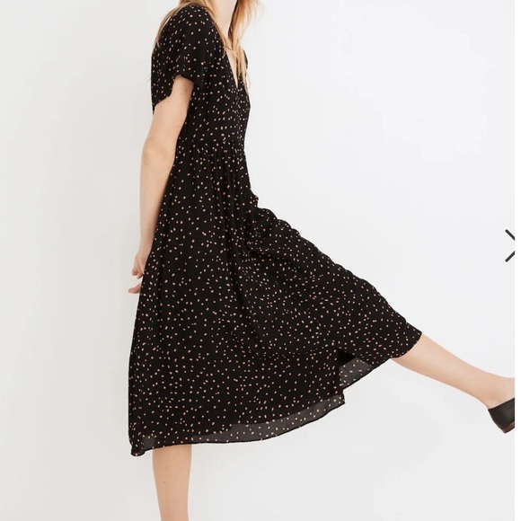 Madewell Flutter Sleeve Button Front Midi Dress with Pockets in Confetti Toss - Picture 7 of 11